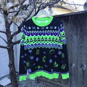 Nvidia Employee Tech Promo Holiday Sweater Black Green Graphic Knit Crewneck Top